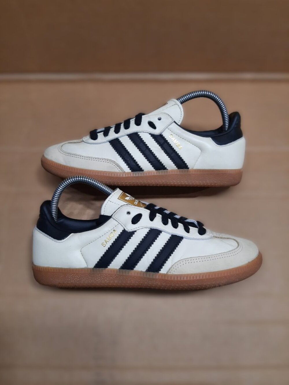 Adidas Samba ♀️ Women's 7.5 OG Cream Sand Strata Off White Black Sneakers ID0478 - Picture 11 of 16